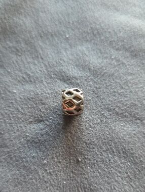 Vintage Sterling Silver Lattice Bead Bracelet Charm - Pandora Compatible
